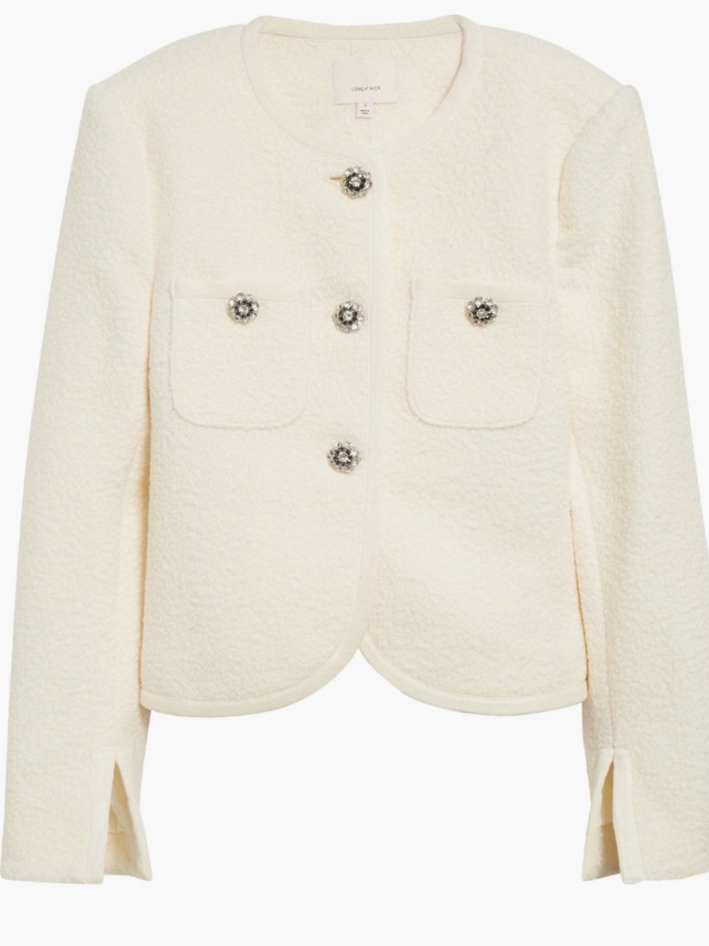Cinq a Sept Junia  Bouclé Jewel-Button Jacket